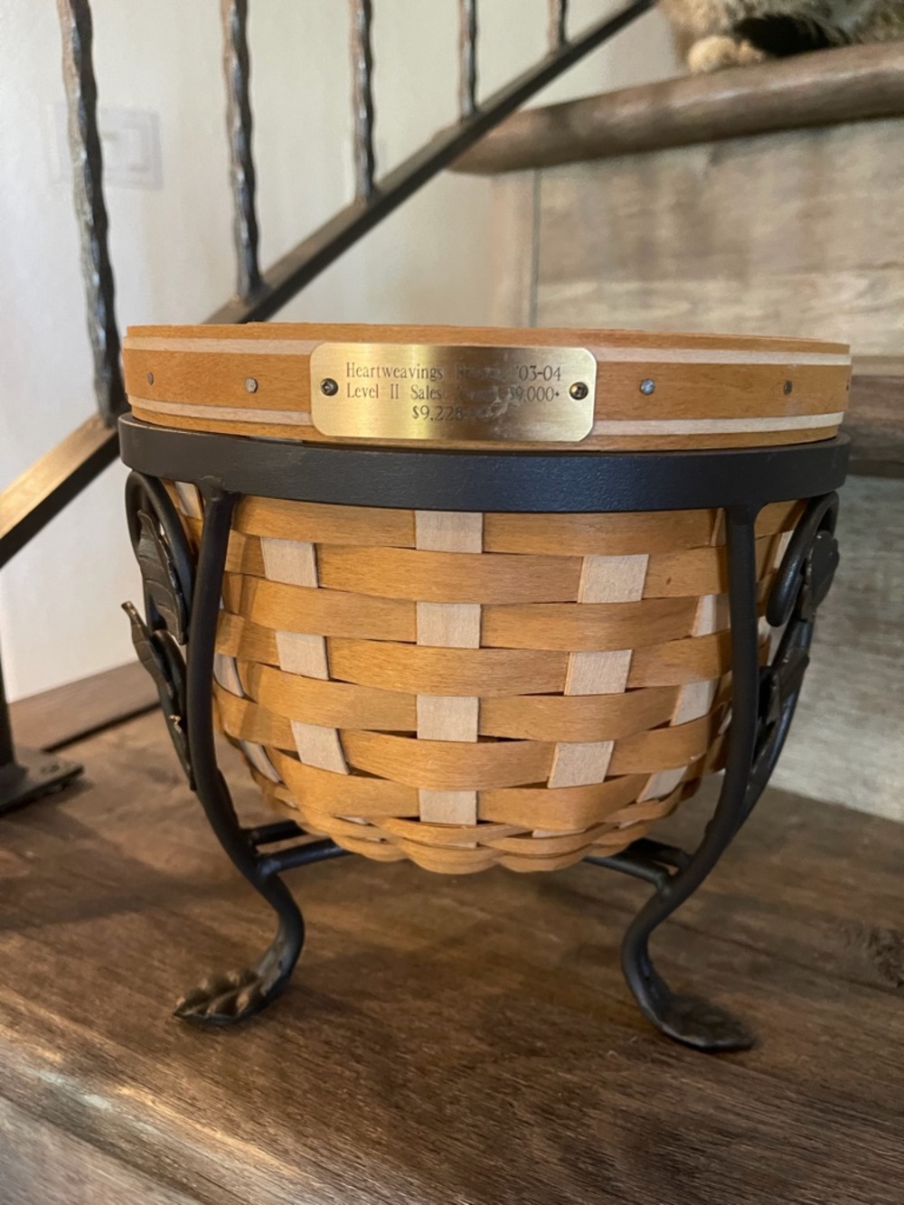 Longaberger Flora Basket Set with Black Iron Stand & Protector
